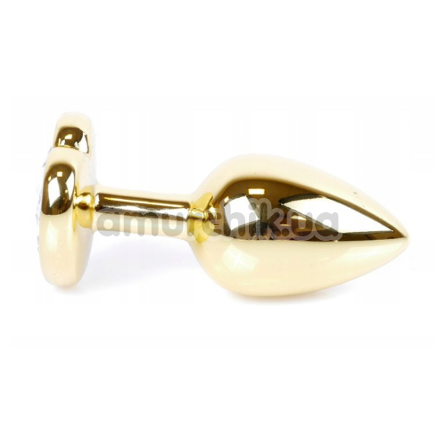 Анальная пробка с розовым кристаллом Exclusivity Jewellery Gold Heart Plug, золотая