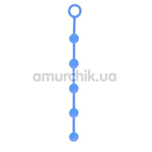 Анальная цепочка Delight Throb с пупырышками, 25 см голубая - Фото №1
