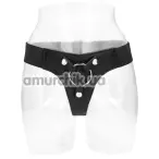 Трусики для страпона Realrock Elastic Harness, чорні - Фото №1