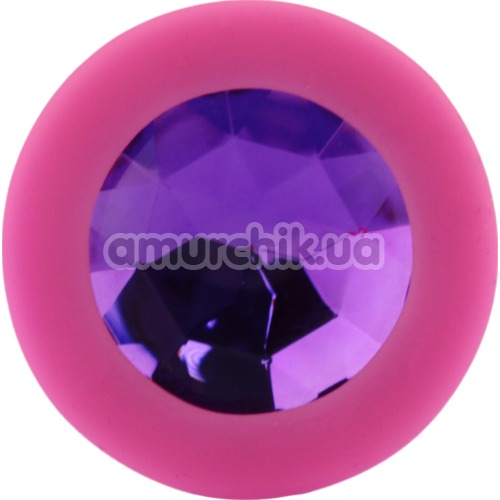 Анальная пробка с фиолетовым кристаллом SWAROVSKI Zcz, розовая