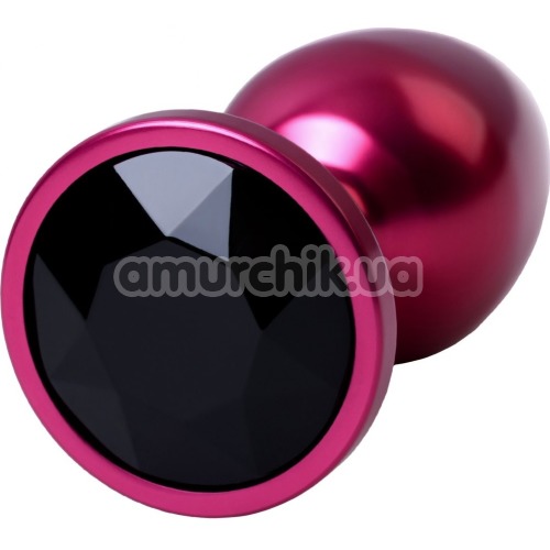 Анальна пробка з чорним кристалом Toyfa Metal 717007-95, рожева