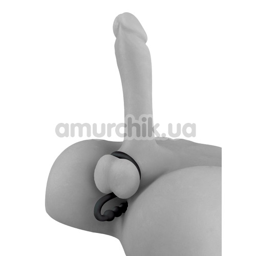 Эрекционное кольцо со стимулятором простаты Ball Cinch With Anal Bead, черное