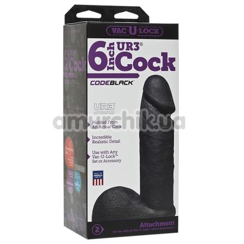 Фалоімітатор Vac-U-Lock CodeBlack UR3 Dong 6 Inch, чорний