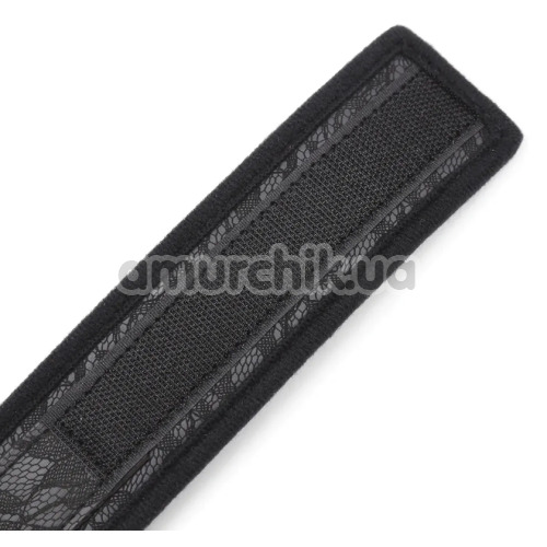 Ошейник с поводком DS Fetish Collar Lace With Black Leash, черный