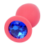 Анальная пробка с синим кристаллом Exclusivity Jewellery Silicon Plug M, светло-розовая - Фото №2