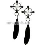 Зажимы для сосков Taboom Nipple Play Velvet Feather Clamps, черные - Фото №1