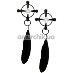 Зажимы для сосков Taboom Nipple Play Velvet Feather Clamps, черные - Фото №1