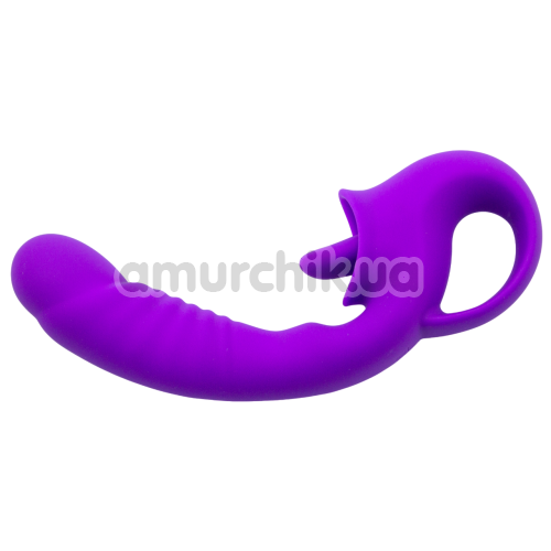 Вибратор для клитора и точки G Tongue Licking Vibrator, фиолетовый - Фото №1