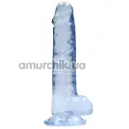 Фалоімітатор Realrock Crystal Clear Dildo Realistic 7, блакитний - Фото №1