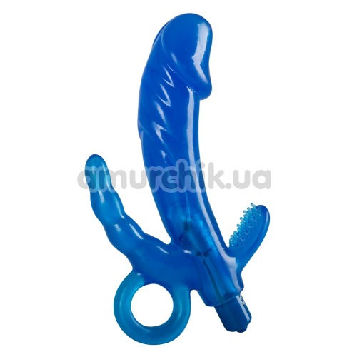 Анально-вагинально-клиторальный вибратор Blue 3-Point, синий