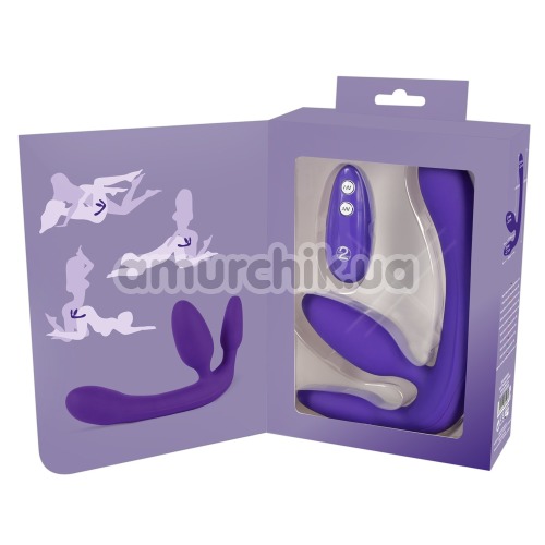 Безремневой страпон с вибрацией Triple Teaser Strapless Strap-On, фиолетовый