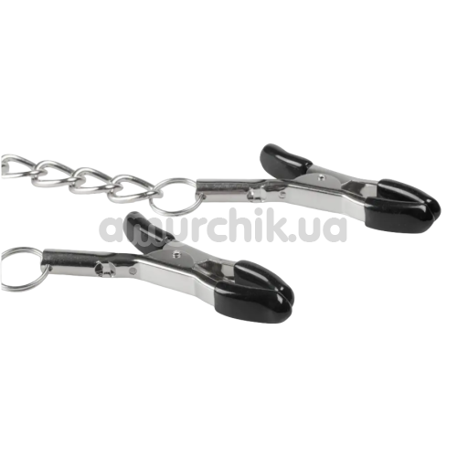 Зажимы для сосков с цепочкой Easy Toys Nipple Clamps With Connecting Chain, серебряные