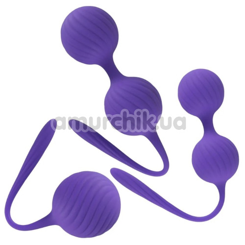 Набір із 3 ребристих вагінальних кульок Sweet Smile 3 Kegel Training Balls ребристі, фіолетовий