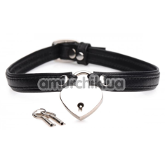 Чокер Heart Lock Leather Choker With Lock & Key, чорний - Фото №1