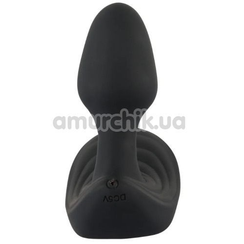 Анальна пробка з вібрацією і з голівкою, що збільшується Inflatable + Remote Controlled Butt Plug, чорна
