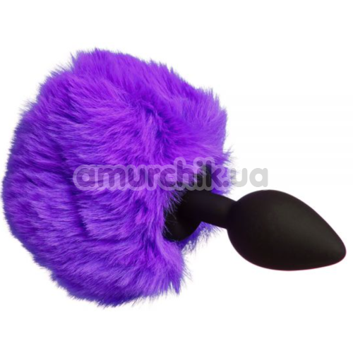 Анальная пробка с фиолетовым хвостиком Loveshop S, черная