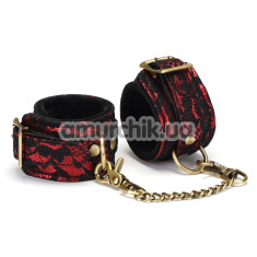 Фіксатори для рук Liebe Seele Victorian Garden Lace and Vegan Leather Handcuffs, червоно-чорні - Фото №1