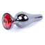 Анальная пробка с красным кристаллом Boss Series Exclusivity Jewellery Dark Silver Plug, серебряная - Фото №1