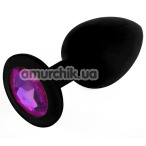 Анальная пробка с фиолетовым кристаллом SWAROVSKI Zcz L, черная - Фото №1