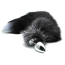 Анальная пробка с черно-белым хвостиком Alive Anal Pleasure Black And White Fox Tail L, серебряная - Фото №1