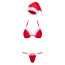 Костюм Санты Obsessive Santastic красный: бюстгальтер + трусики-стринги + шапка - Фото №4