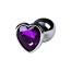 Анальная пробка с фиолетовым кристаллом Toyfa Metal Heart 717013-5, серебряная - Фото №3
