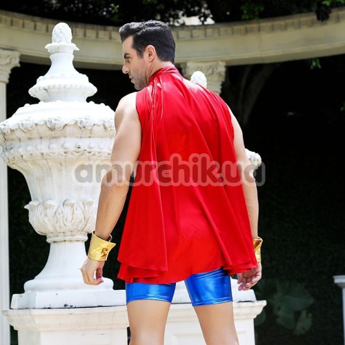 Костюм супермена JSY Superman красно-синий: шорты + топ + плащ + напульсники