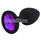 Анальна пробка з фіолетовим кристалом SWAROVSKI Zcz M, чорна - Фото №1