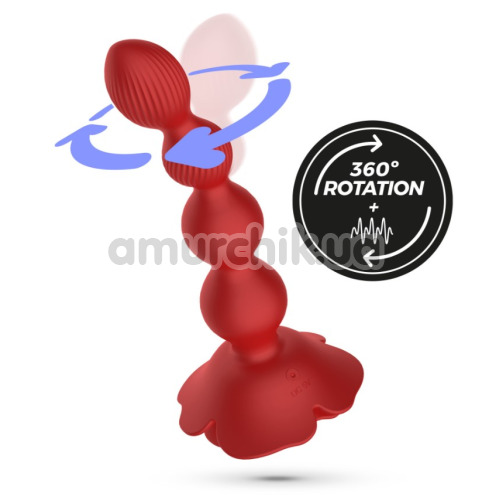 Анальный вибростимулятор с ротацией Crushious Rosaline, красный
