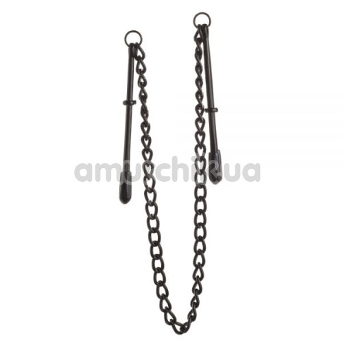 Зажимы для сосков длинные с цепочкой Lucky Bay Nipple Play Chain, черные - Фото №1