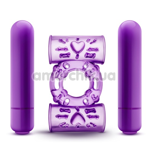 Виброкольцо Double Play Dual Vibrating Cock Ring, фиолетовое