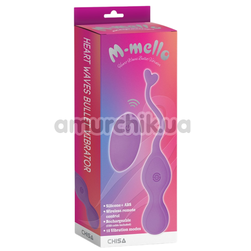 Виброяйцо M-Mello Heart Waves Bullet Vibrator, фиолетовое