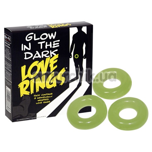 Набір ерекційних кілець Glow In The Dark Love Rings, 3 шт світяться в темряві