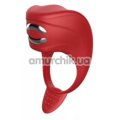 Віброкільце для члена з електростимуляцією FoxShow Silicone Vibrating Ring With Electro Stim, червоне - Фото №1