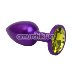 Анальная пробка с желтым кристаллом SWAROVSKI Zcz, фиолетовая матовая - Фото №1