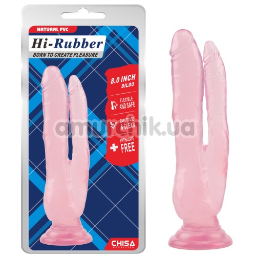 Двойной фаллоимитатор Hi-Rubber Born To Create Pleasure 8, розовый