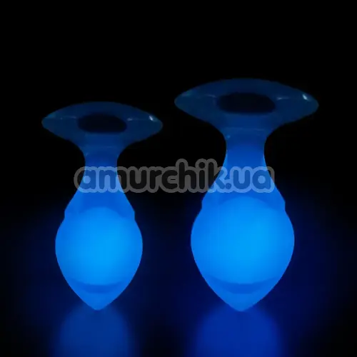 Анальная пробка Univibe Glow-In-Dark Smooth S, голубая