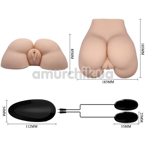 Штучна вагіна і анус з вібрацією Crazy Bull Masturbator Pussy & Anal, тілесна