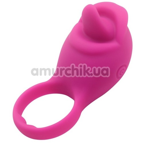 Виброкольцо Silicone Love Ring Tongue, розовое