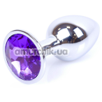 Анальная пробка с фиолетовым кристаллом Exclusivity Jewellery Silver Plug, серебряная - Фото №1