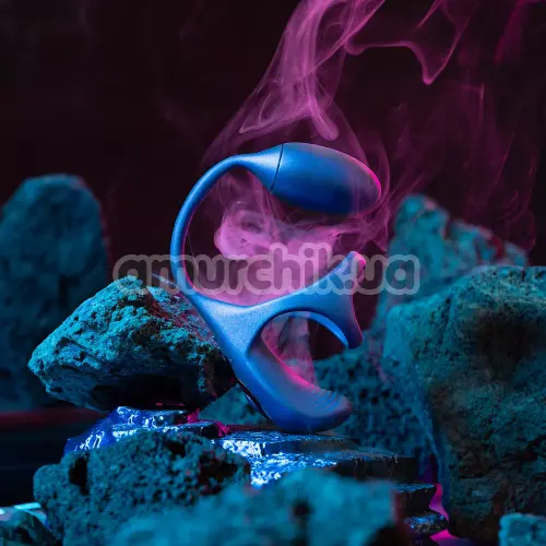 Анальна пробка з вібрацією та ерекційним кільцем Hueman Halo Orbit, фіолетова