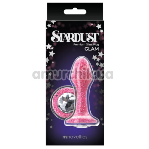 Анальная пробка Stardust Premium Glass Plug Glam, розовая