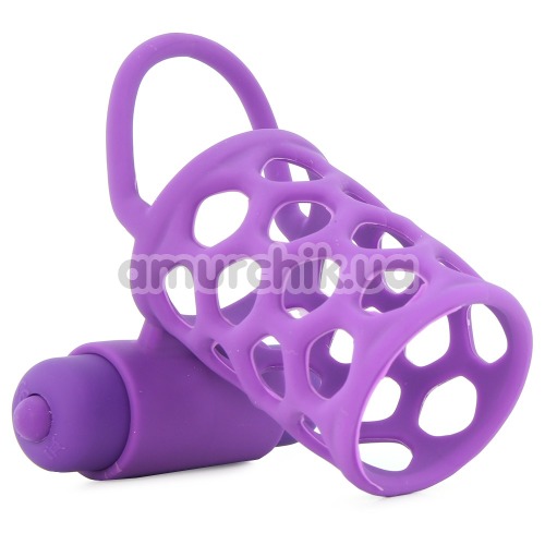 Насадка на пенис с вибрацией Fantasy C-Ringz Vibrating Couples Cage, фиолетовая