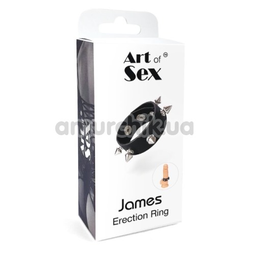 Эрекционное кольцо с шипами Art of Sex James Erection Ring, черное