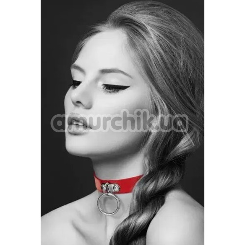 Ошейник DS Fetish Collar With Ring & Without Line, красный