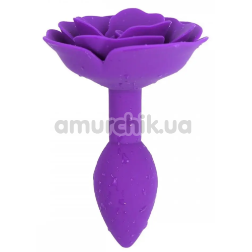 Анальна пробка з трояндою Loveshop Silicone Anal Plug, фіолетова
