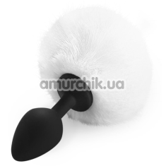 Анальна пробка з білим хвостиком Art Of Sex Silicone Butt Plug Rabbit Tail M, чорна - Фото №1