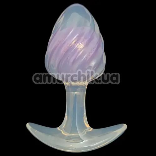 Анальная пробка Univibe Glow-In-Dark Ribbed S, фиолетовая