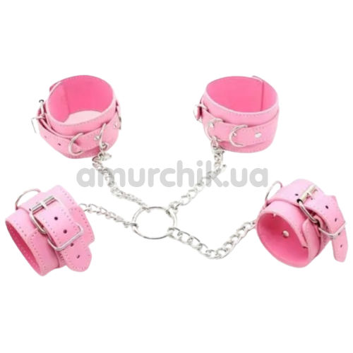 Фиксаторы для рук и ног DS Fetish Hogtie Restraints With Chain, розовые