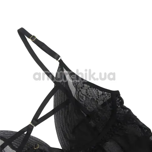Комплект Star Night Nightgown Sheer Mesh Babydoll, чорний: пеньюар + трусики-стрінги